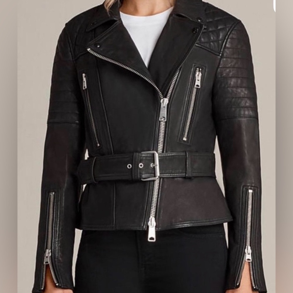 All saints Bryden leather biker oxblood